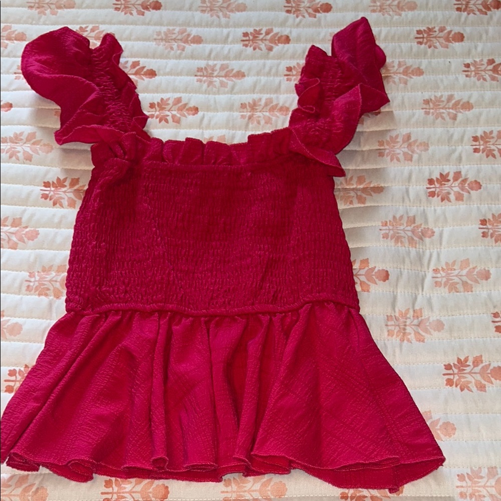 SHEIN Pink Ruffled Tank Top